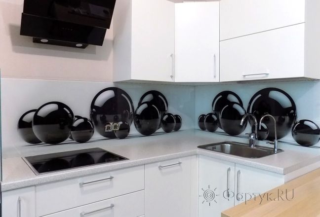 Фартук для кухни фото: 3d шары, заказ #УТ-602, Белая кухня. Изображение 110412