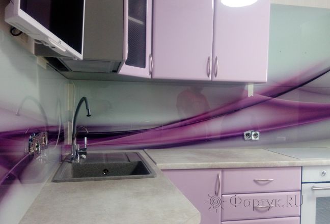 Фартук фото: абстракция: фиолетовые волны, заказ #ИНУТ-916, Фиолетовая кухня. Изображение 181324