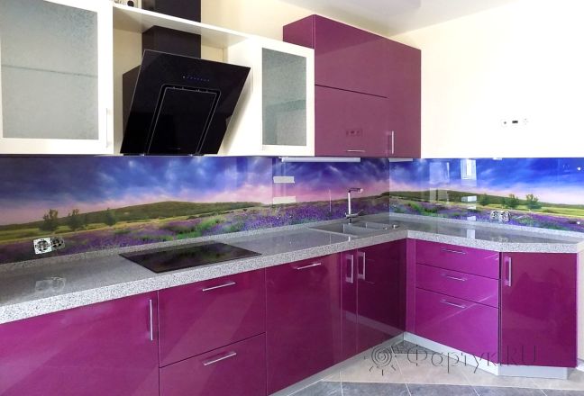 Фартук фото: лавандовое поле, заказ #УТ-660, Фиолетовая кухня. Изображение 121476