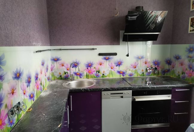 Фартук фото: луговые цветы, заказ #ИНУТ-10401, Фиолетовая кухня. Изображение 111908
