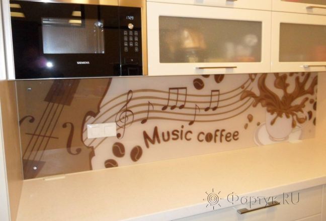 Фартук для кухни фото: музыка кофе , заказ #УТ-216, Белая кухня. Изображение 95162