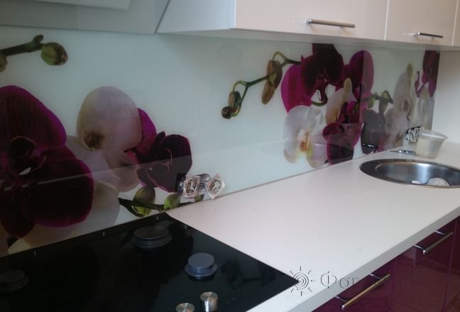 Фартук фото: орхидеи, заказ #УТ-2191, Фиолетовая кухня. Изображение 186122