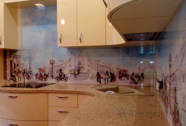 Скинали для кухни фото: париж и акварельное небо, заказ #УТ-1137, Желтая кухня. Изображение 110828