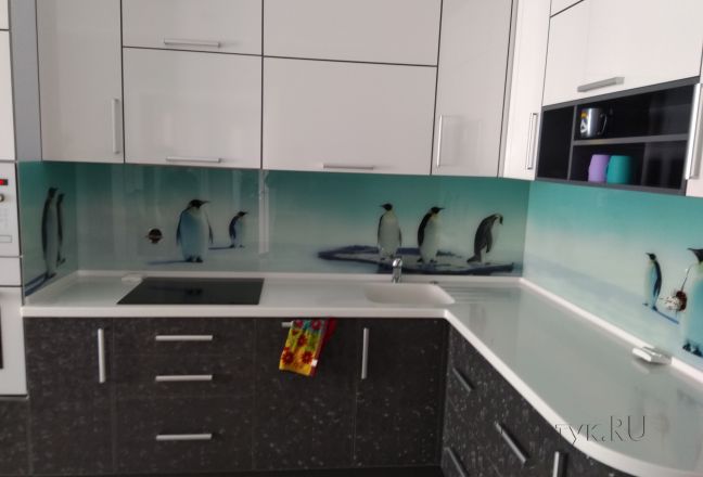 Стеновая панель фото: пингвины, заказ #ИНУТ-1192, Серая кухня. Изображение 147078