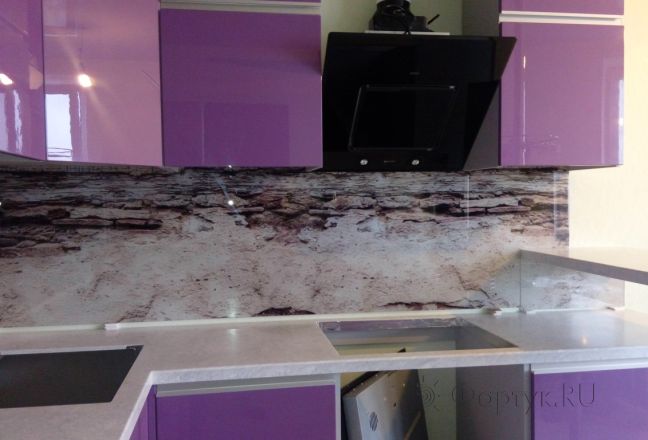 Фартук фото: текстура каменной стены, заказ #УТ-1261, Фиолетовая кухня. Изображение 147098