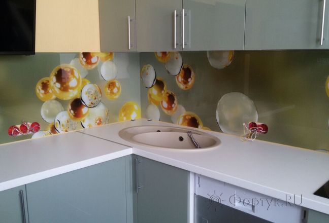 Стеновая панель фото: 3d шары, заказ #ГМУТ-646, Серая кухня. Изображение 110408