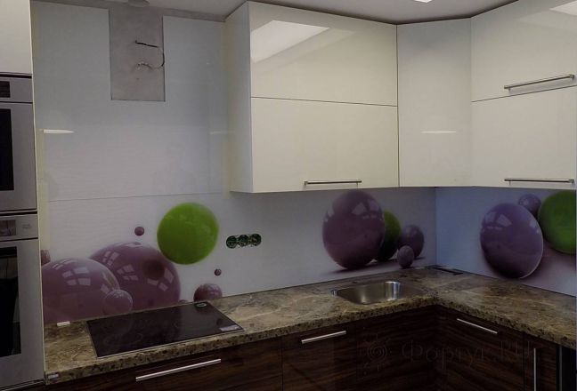 Фартук с фотопечатью фото: 3d-шары, заказ #УТ-309, Коричневая кухня. Изображение 110410