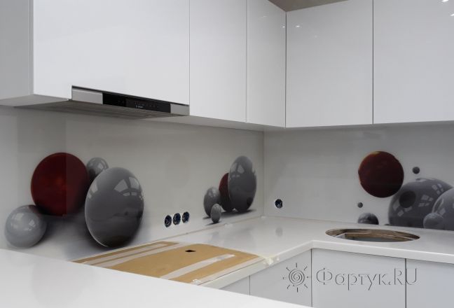 Фартук для кухни фото: 3d шары , заказ #ИНУТ-1595, Белая кухня. Изображение 110410