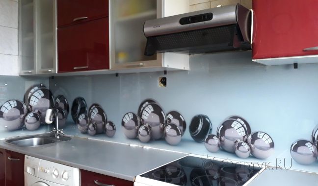 Скинали фото: 3d шары , заказ #ИНУТ-1629, Красная кухня.