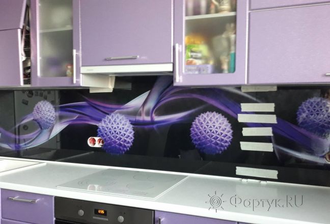 Фартук фото: 3d шары , заказ #ИНУТ-2532, Фиолетовая кухня. Изображение 247668