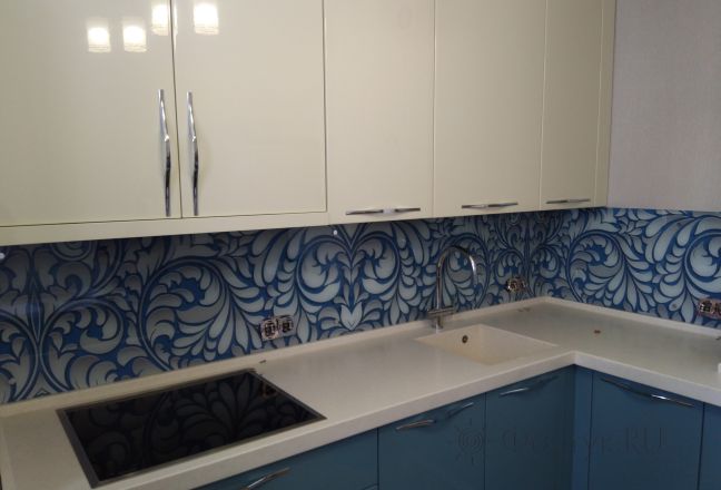 Стеклянная фото панель: 3d узор, заказ #ИНУТ-791, Синяя кухня. Изображение 110444