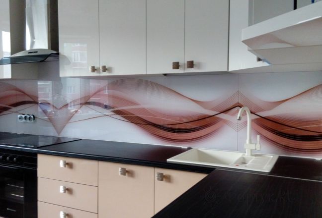 Фартук с фотопечатью фото: абстрактная волна, заказ #УТ-954, Коричневая кухня. Изображение 110428