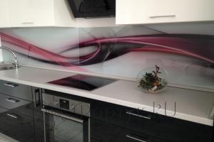 Фартук для кухни фото: абстрактная волна, заказ #УТ-1018, Белая кухня.