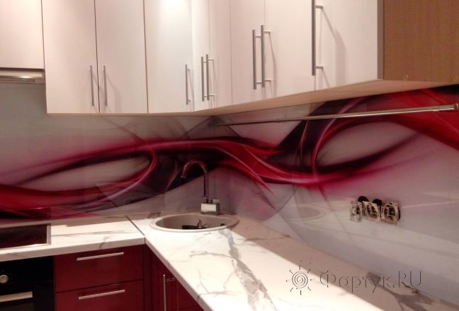 Скинали фото: абстрактная волна, заказ #УТ-2003, Красная кухня. Изображение 185718