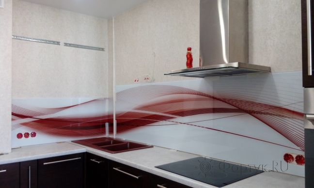 Фартук с фотопечатью фото: абстрактная волна, заказ #ГМУТ-433, Коричневая кухня.