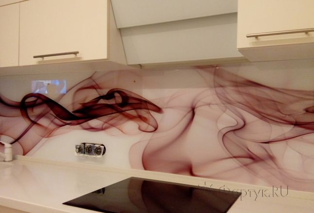 Фартук для кухни фото: абстрактная волна, заказ #ИНУТ-68, Белая кухня.