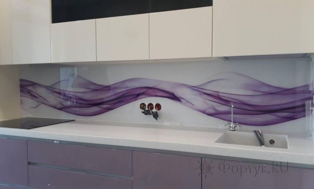 Фартук фото: абстрактная волна, заказ #ИНУТ-2069, Фиолетовая кухня.