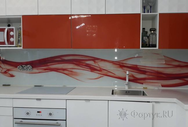 Скинали фото: абстрактная волна, заказ #ИНУТ-2626, Красная кухня. Изображение 110438