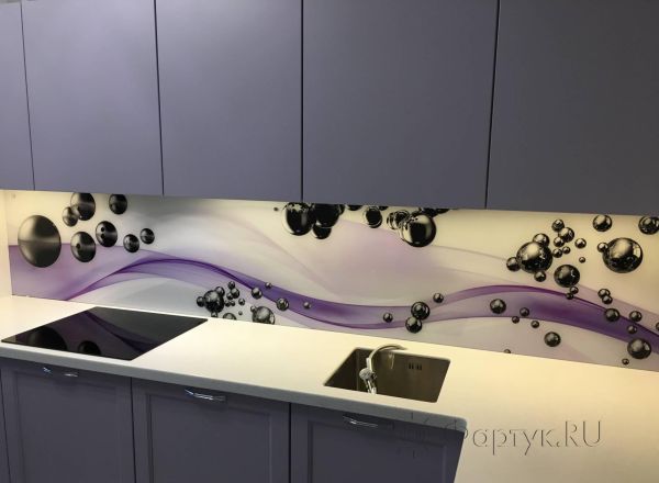 Фартук фото: абстрактная волна, заказ #КРУТ-2457, Фиолетовая кухня.