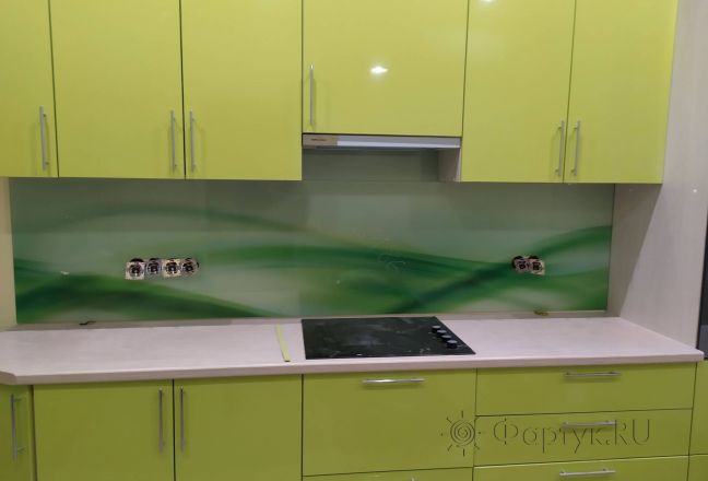 Скинали для кухни фото: абстрактная волна, заказ #ИНУТ-8186, Зеленая кухня.