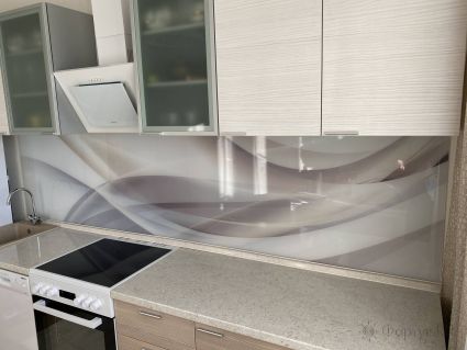 Фартук с фотопечатью фото: абстрактная волна, заказ #КРУТ-2919, Коричневая кухня.