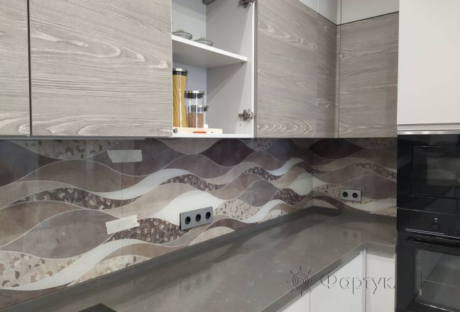 Стеновая панель фото: абстрактная волна, заказ #ИНУТ-11645, Серая кухня.