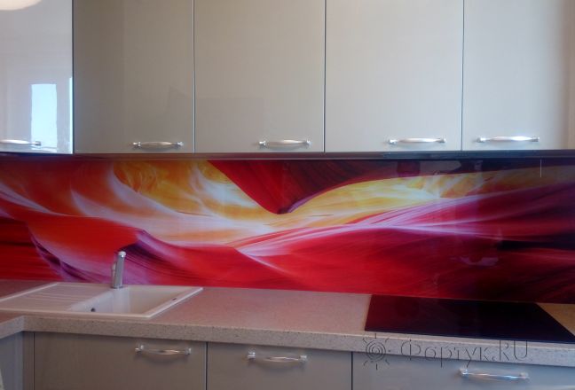 Стеновая панель фото: абстрактные формы красной скалы, заказ #ИНУТ-999, Серая кухня.
