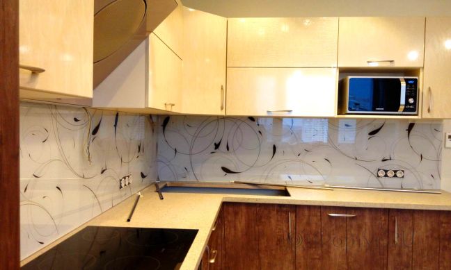Фартук с фотопечатью фото: абстрактные линии, заказ #УТ-929, Коричневая кухня.