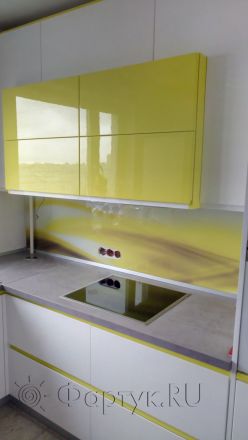 Скинали для кухни фото: абстрактные волны в желтых тонах, заказ #ИНУТ-282, Желтая кухня.