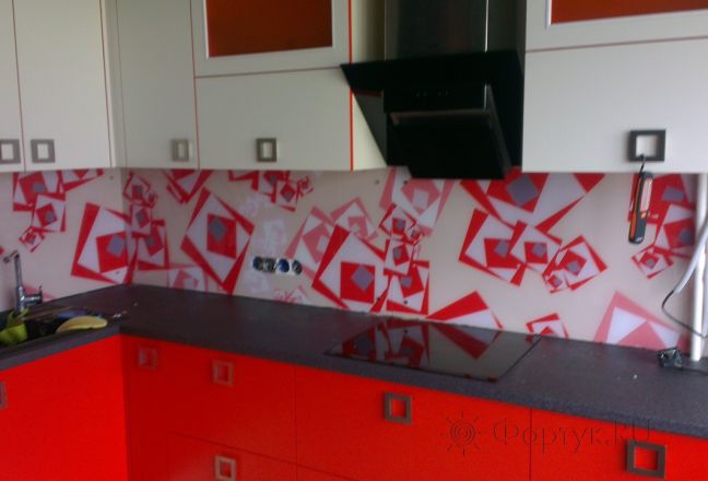 Скинали фото: абстрактный узор, заказ #УТ-1000, Красная кухня. Изображение 110678