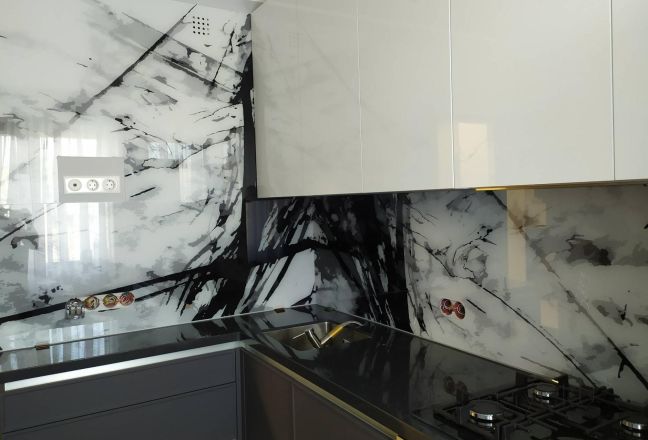 Стеновая панель фото: абстракция, заказ #ИНУТ-5849, Серая кухня.