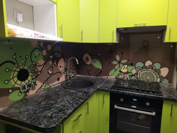Скинали для кухни фото: абстракция, заказ #ИНУТ-7618, Зеленая кухня.
