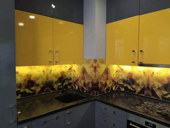 Скинали для кухни фото: абстракция, заказ #ИНУТ-10763, Желтая кухня.