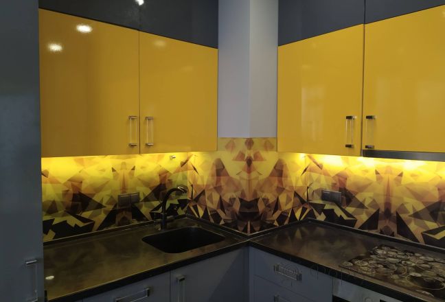 Скинали для кухни фото: абстракция, заказ #ИНУТ-10763, Желтая кухня.