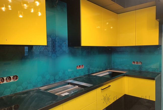 Скинали для кухни фото: абстракция, заказ #ИНУТ-17068, Желтая кухня.