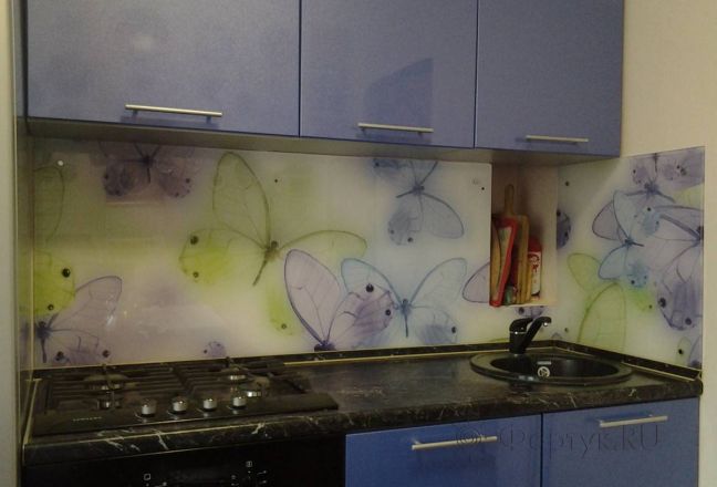 Фартук фото: абстракция-бабочки, заказ #S-247 , Фиолетовая кухня.