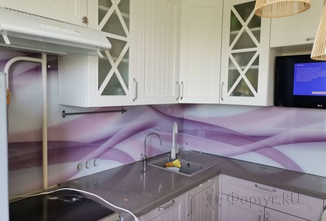 Фартук фото: абстракция фиолетовые волны, заказ #ИНУТ-9390, Фиолетовая кухня. Изображение 334674