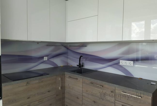 Фартук с фотопечатью фото: абстракция фиолетовые волны, заказ #ИНУТ-9896, Коричневая кухня. Изображение 334674