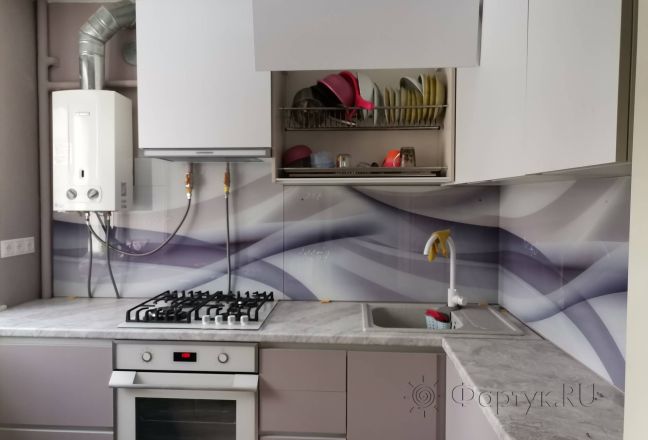 Фартук фото: абстракция фиолетовые волны , заказ #ИНУТ-11154, Фиолетовая кухня. Изображение 334674