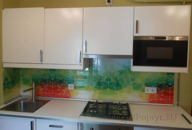 Фартук для кухни фото: абстракция из разноцветных треугольников., заказ #S-577, Белая кухня. Изображение 110794