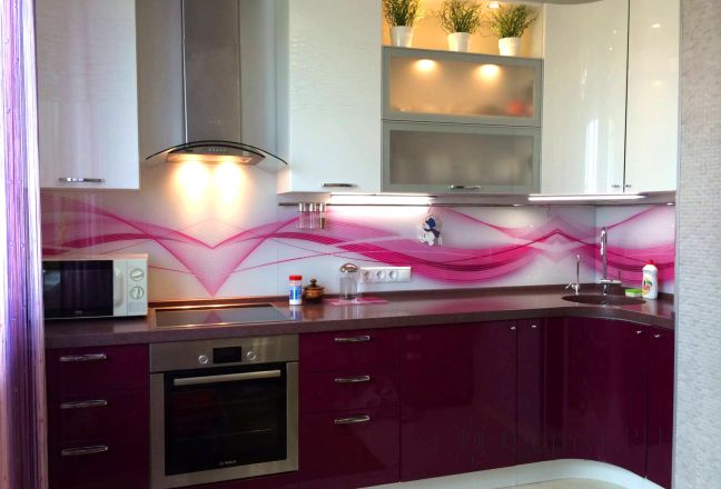 Фартук с фотопечатью фото: абстракция розового цвета., заказ #S-414, Коричневая кухня. Изображение 110428