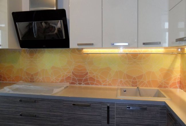 Стеновая панель фото: абстракция в теплых тонах., заказ #S-1225, Серая кухня. Изображение 110610
