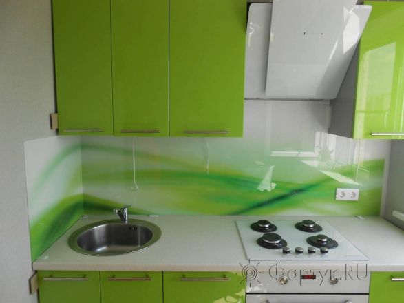Скинали для кухни фото: абстракция в  зеленых оттенках., заказ #S-521, Зеленая кухня.