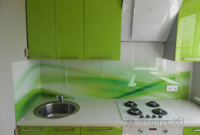 Скинали для кухни фото: абстракция в  зеленых оттенках., заказ #S-521, Зеленая кухня. Изображение 110430