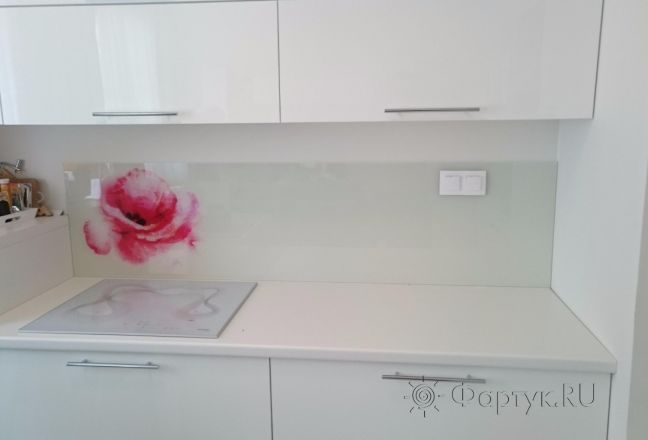 Фартук для кухни фото: акварельные цветы, заказ #КРУТ-115, Белая кухня. Изображение 97474