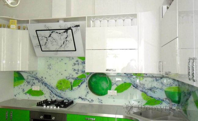 Скинали для кухни фото: &quot;лайм&quot; в воде., заказ #S-934, Зеленая кухня.