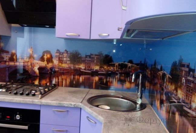 Фартук фото: амстердам, заказ #УТ-1111, Фиолетовая кухня. Изображение 110918
