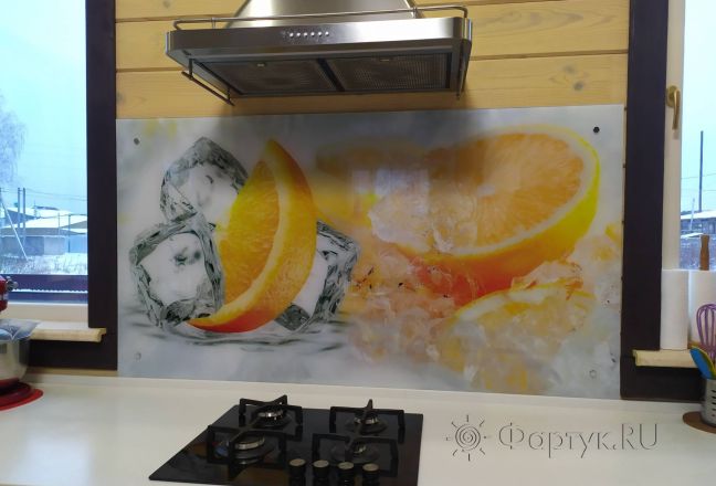 Фартук с фотопечатью фото: апельсин и лед, заказ #ИНУТ-5337, Коричневая кухня. Изображение 247460