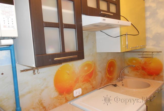 Скинали для кухни фото: апельсины, заказ #РРУТ-002, Желтая кухня. Изображение 112086