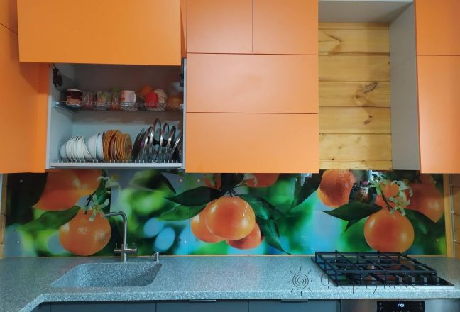Фартук стекло фото: апельсины, заказ #ИНУТ-5856, Оранжевая кухня. Изображение 205876